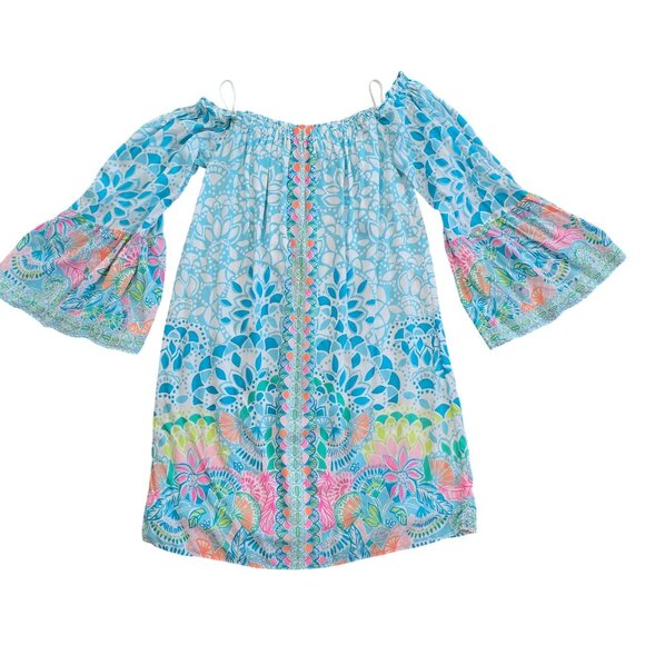Lilly Pulitzer Nevie Caribbean Citrus Dress Off-The-Shoulder Dress Size Small - Picture 9 of 9